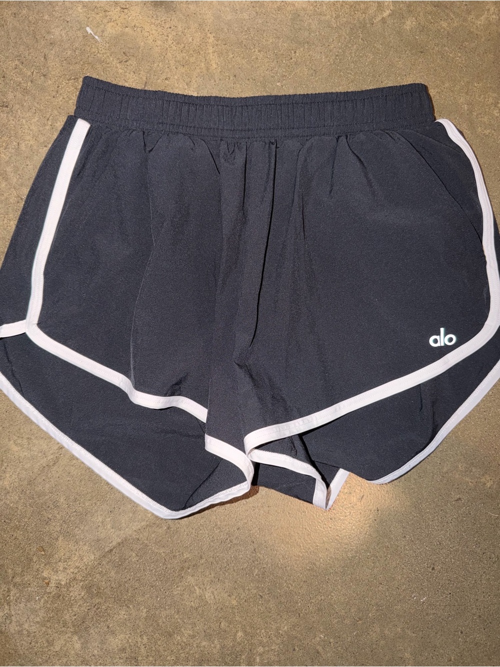 ALO Yoga Black Athletic Shorts with White Trim